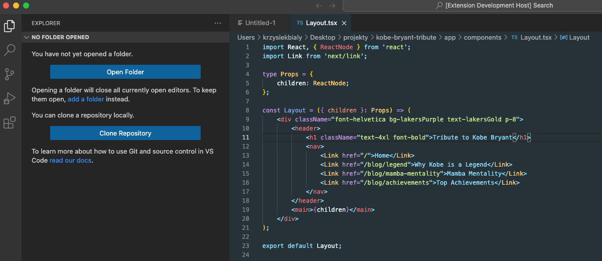 open some component file with at least a little code