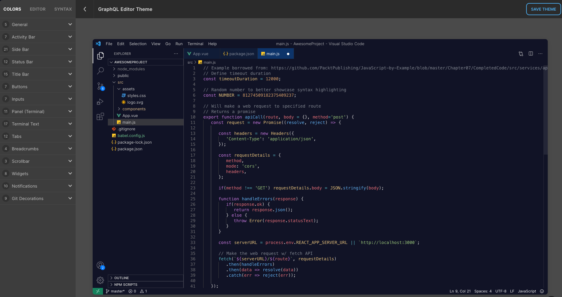 web UI theme editor